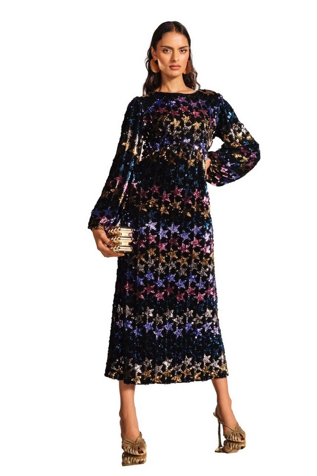 Love & Roses Midikleid Love & Roses Samt-Midikleid mit Pailletten Regular (1-tlg) von Love & Roses