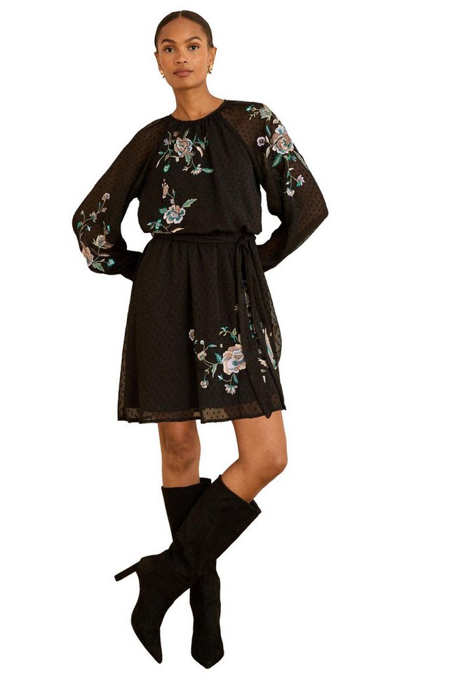 Love & Roses Minikleid Love & Roses Besticktes Dobby-Minikleid (1-tlg) von Love & Roses