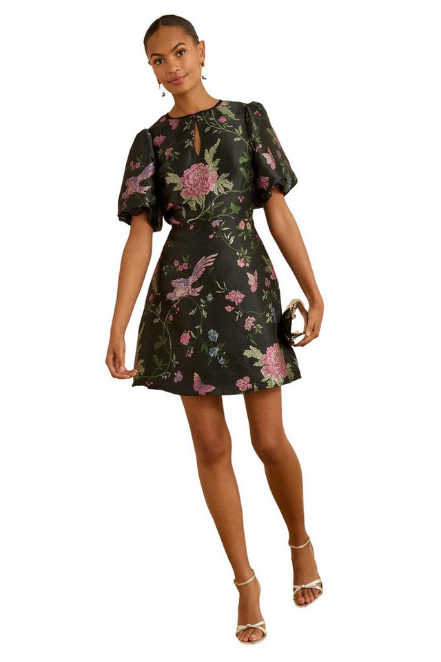 Love & Roses Minikleid Love & Roses Jacquard-Minikleid mit Puffärmeln (1-tlg) von Love & Roses
