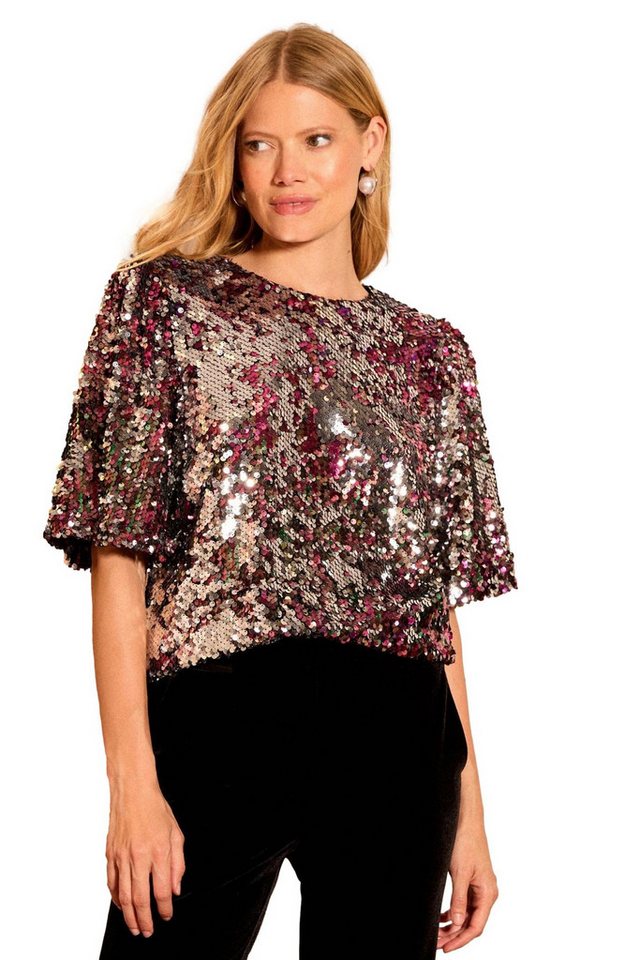 Love & Roses Paillettenshirt Love & Roses Kurzärmliges Paillettentop (1-tlg) von Love & Roses