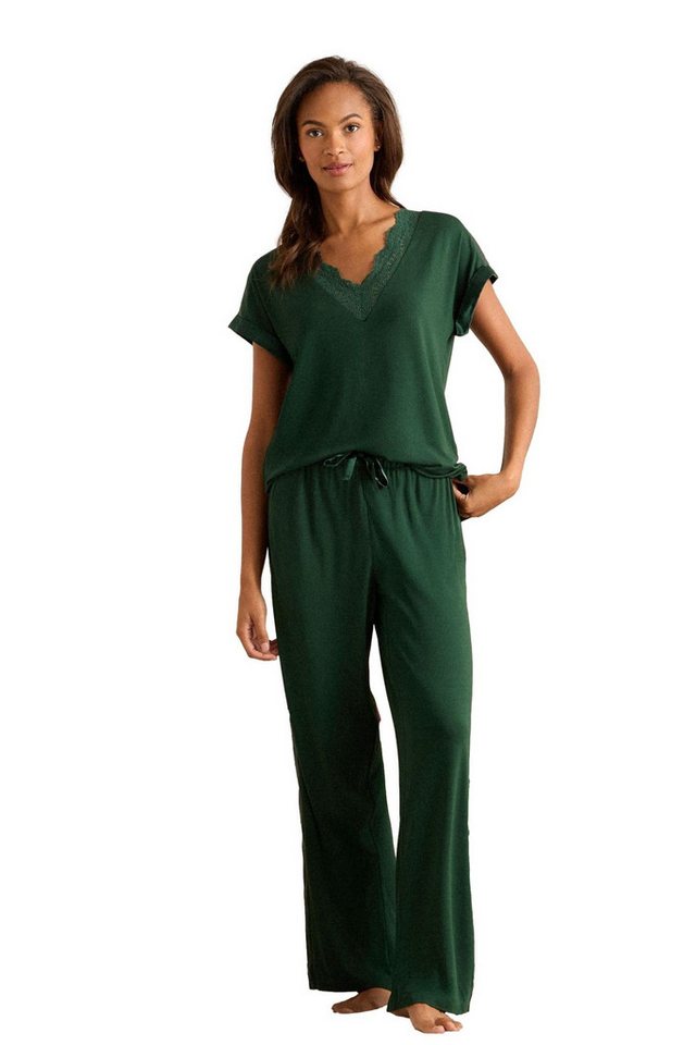 Love & Roses Pyjama Love & Roses Jersey-Pyjama mit Spitzendetail (2 tlg) von Love & Roses