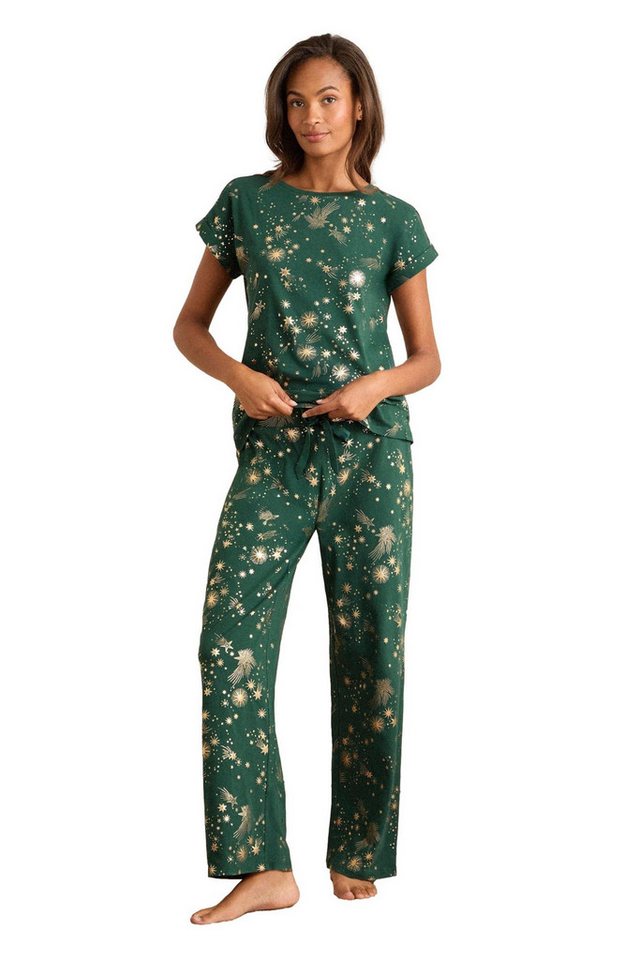 Love & Roses Pyjama Love & Roses Kurzärmeliger Pyjama mit Goldfolie (2 tlg) von Love & Roses