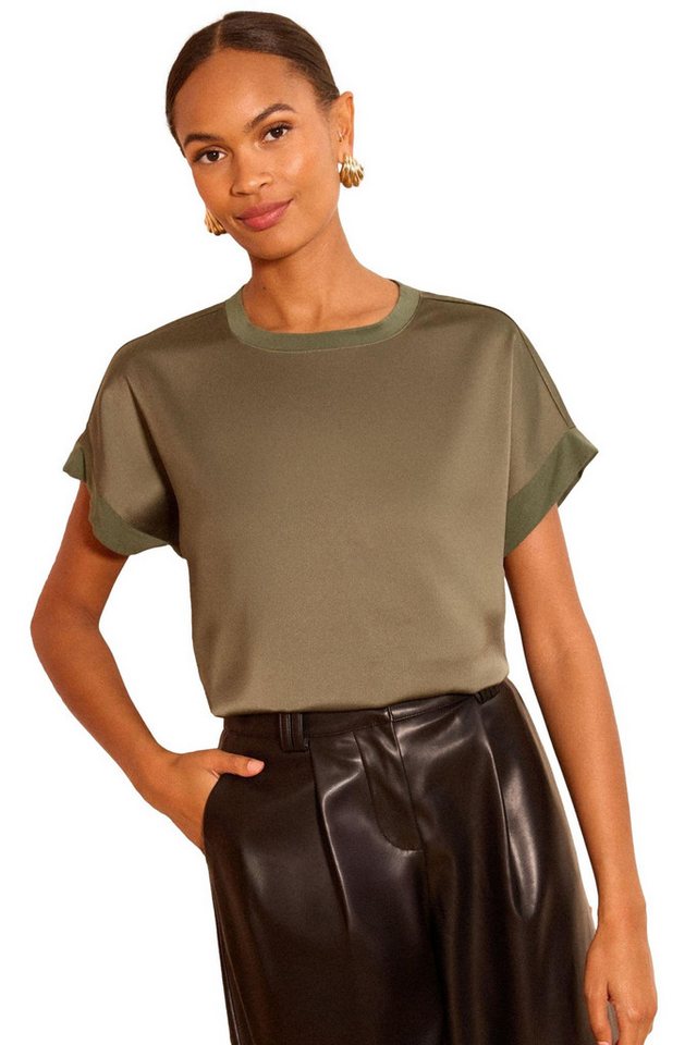 Love & Roses Satinbluse Love & Roses Jersey-Top mit Satin-Front (1-tlg) von Love & Roses