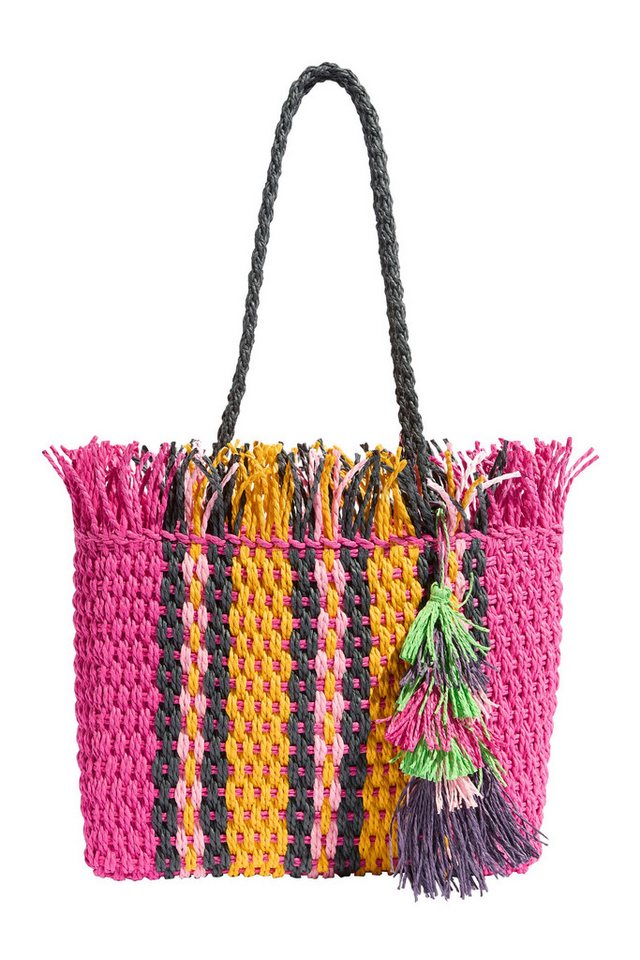 Love & Roses Shopper Love & Roses Raffia-Strandtasche mit Fransen (1-tlg) von Love & Roses