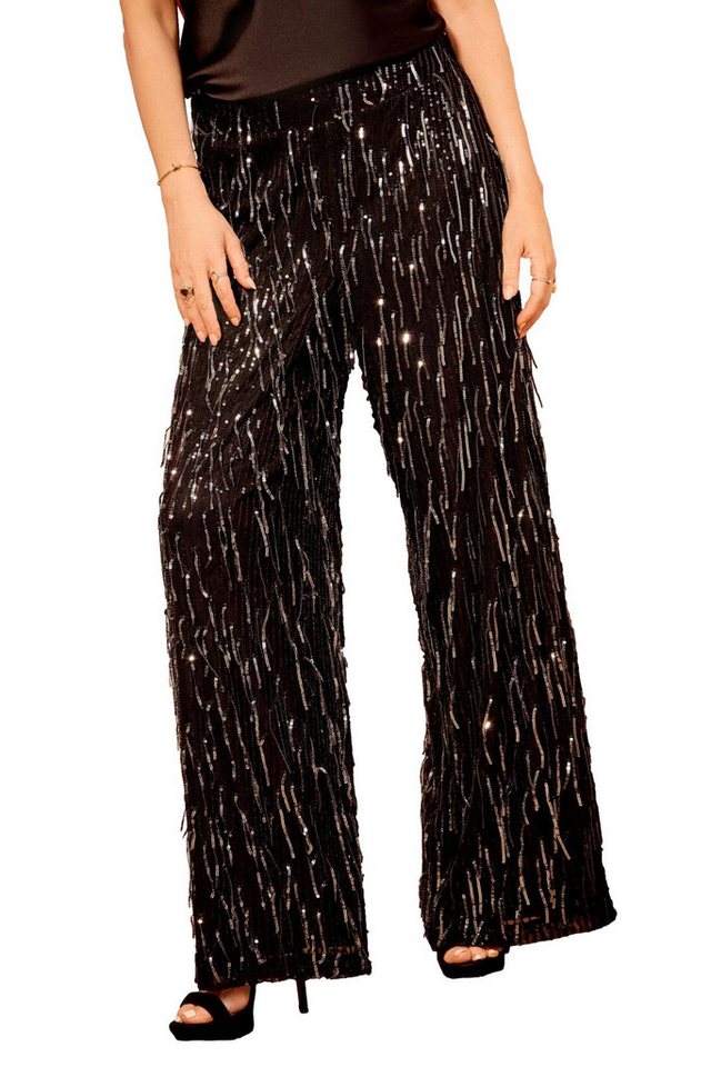 Love & Roses Stoffhose Love & Roses Weite Hose mit Pailletten, Regular (1-tlg) von Love & Roses