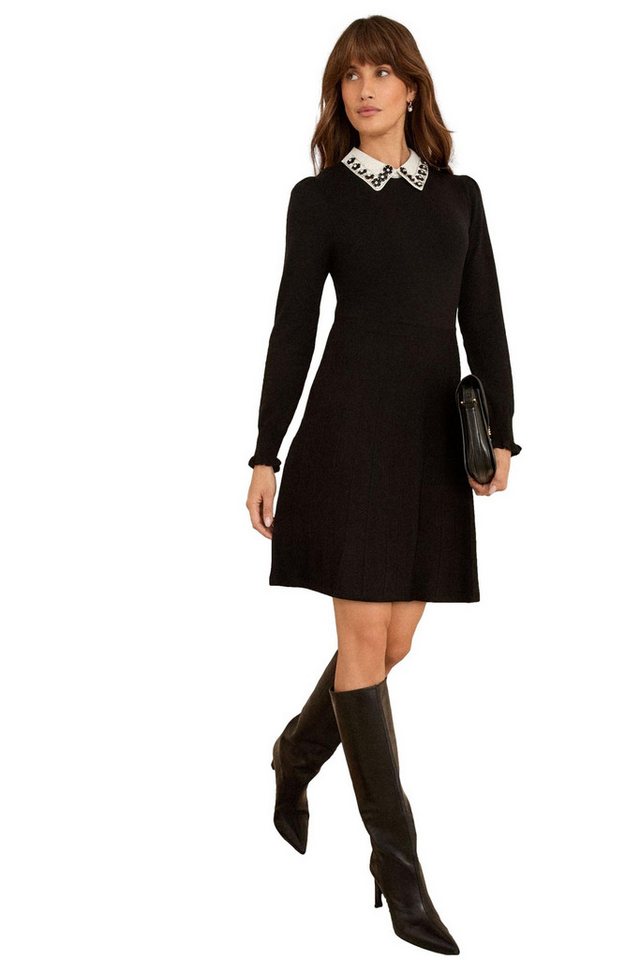 Love & Roses Strickkleid Love & Roses Strick-Minikleid mit Webkragen (1-tlg) von Love & Roses