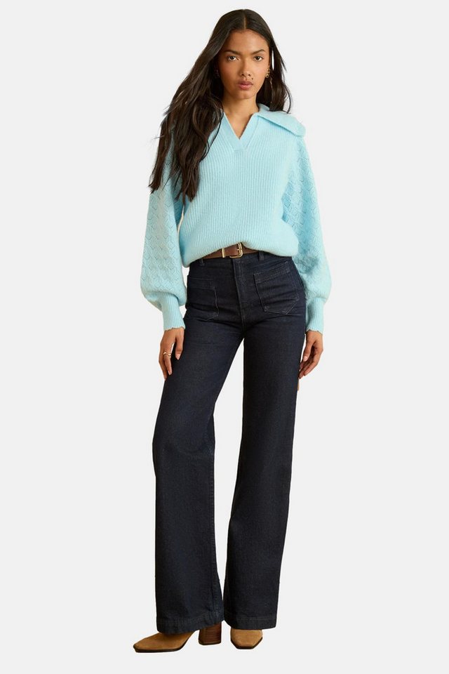 Love & Roses Strickpullover Love & Roses Collard-Pullover mit Lochmuster (1-tlg) von Love & Roses