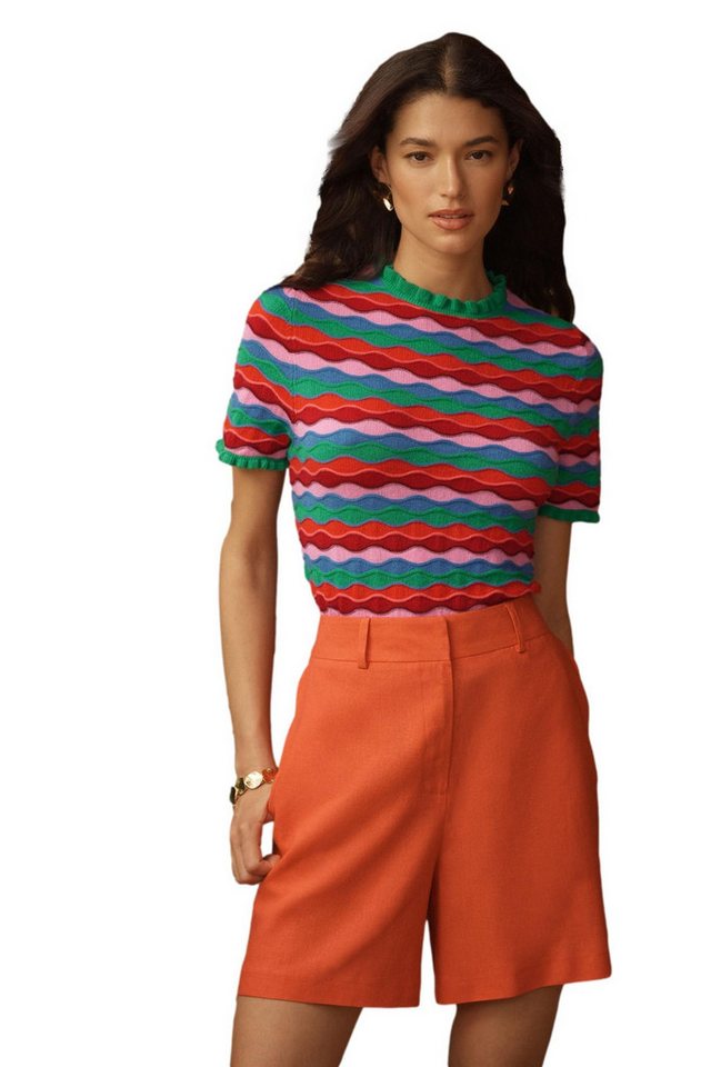 Love & Roses Strickpullover Love & Roses Kurzarm-Strickpullover mit Rüschen (1-tlg) von Love & Roses