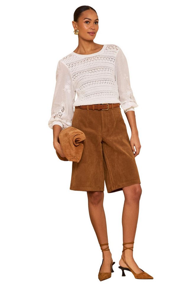 Love & Roses Strickpullover Love & Roses Strickoberteil mit Webstoff-Ärmel (1-tlg) von Love & Roses