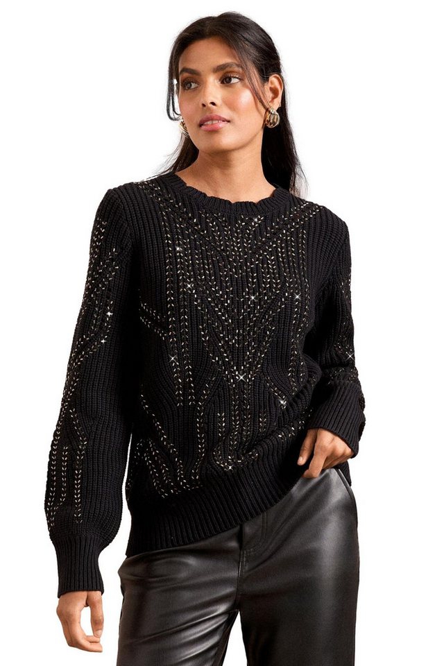 Love & Roses Strickpullover Love & Roses Pullover mit Strasssteinen (1-tlg) von Love & Roses