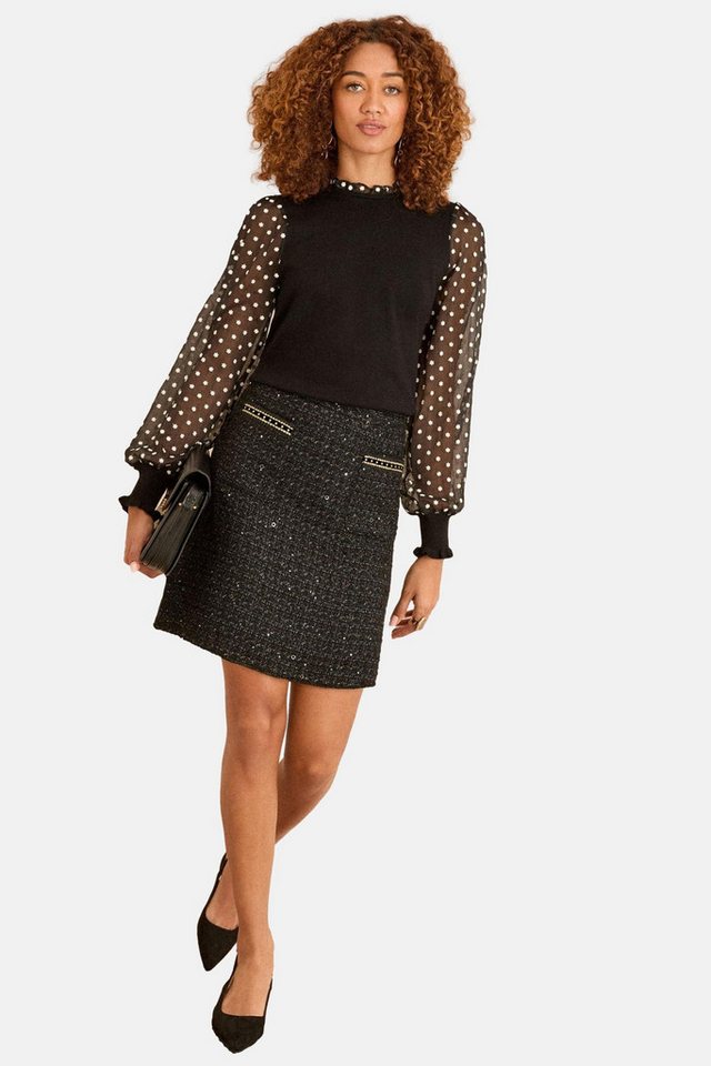 Love & Roses Strickpullover Love & Roses Stricktop mit Chiffonärmel (1-tlg) von Love & Roses