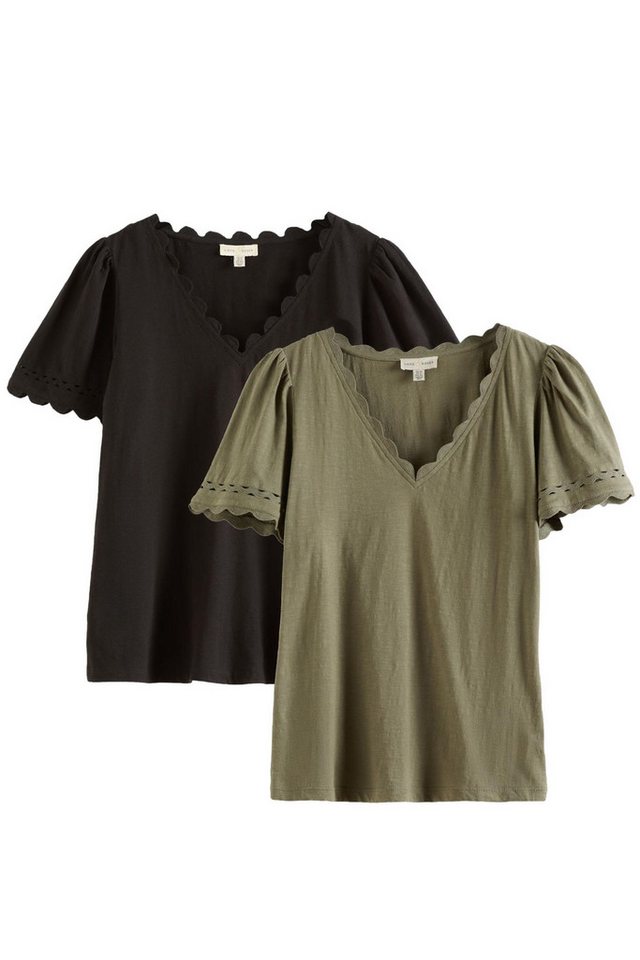 Love & Roses T-Shirt Love & Roses T-Shirt mit Bogensaum (2-tlg) von Love & Roses