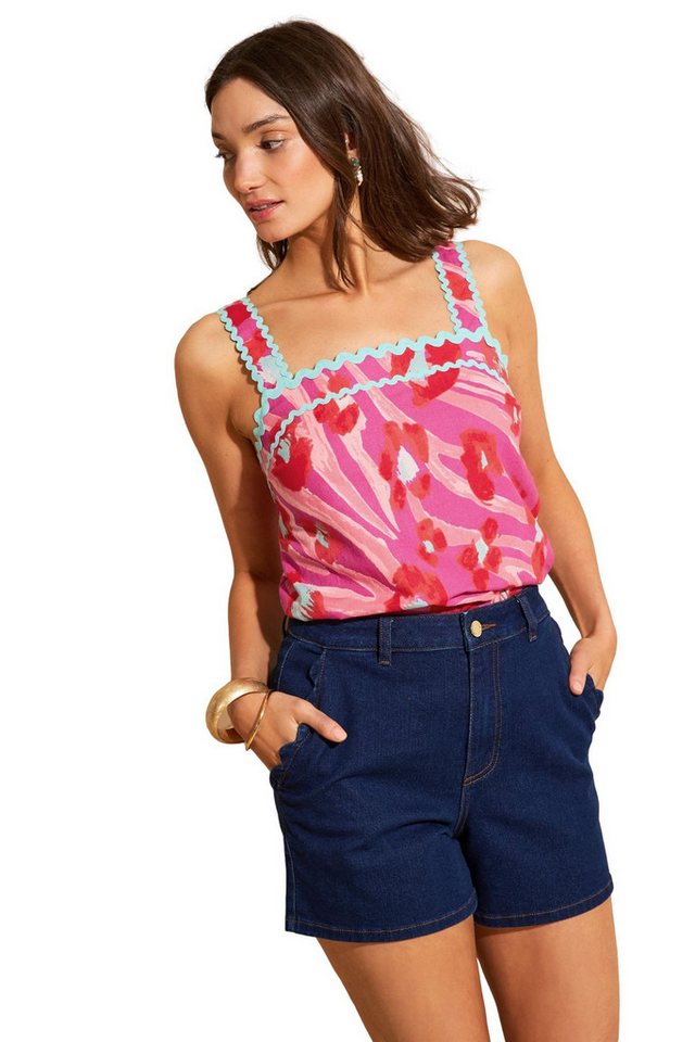 Love & Roses Trägertop Love & Roses Ric Rac Trägertop mit Animal-Print (1-tlg) von Love & Roses