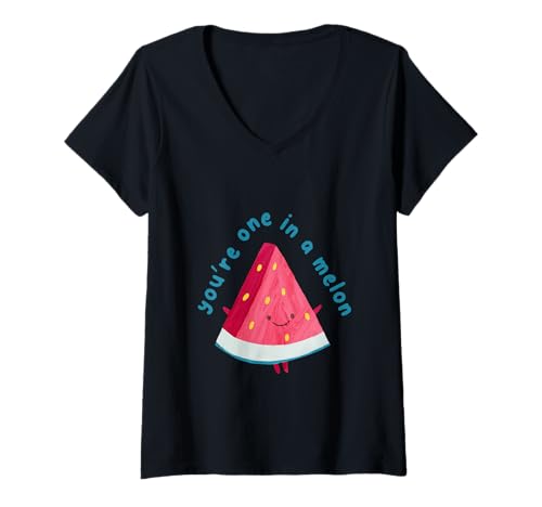 Damen You're one in a Melone süßes Wassermelonen-Design T-Shirt mit V-Ausschnitt von Love watermelon design positivity