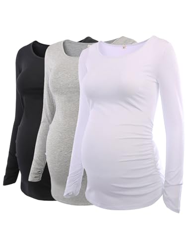 Love2Mi 3er Pack Damen Umstandsshirt Umstandstop Langarm Umstandsmode von Love2Mi