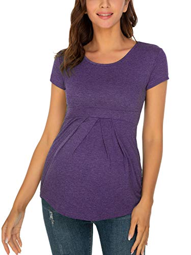 Love2Mi Damen Umstandsshirt Kurzarm Umstandsmode Oberteil Sommer Maternity Clothing von Love2Mi
