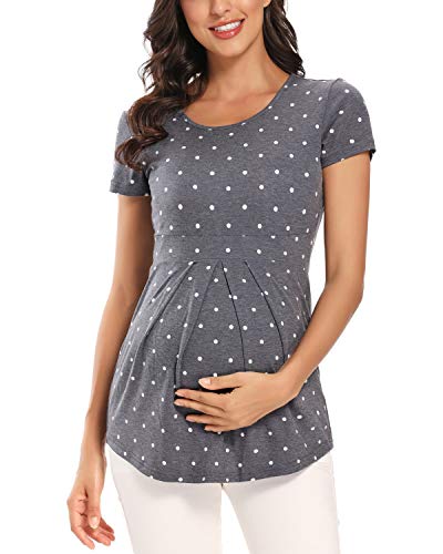 Love2Mi Damen Umstandsshirt Kurzarm Umstandsmode Oberteil Sommer Maternity Clothing von Love2Mi