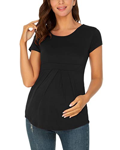 Love2Mi Damen Umstandsshirt Kurzarm Umstandsmode Oberteil Sommer Maternity Clothing von Love2Mi