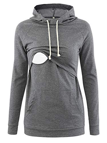 Love2Mi Damen Stillen Hoodie Umstandspullover Langarm Umstandsmode Jacke von Love2Mi