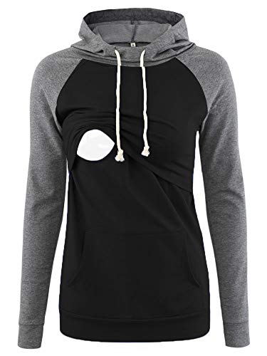 Love2Mi Damen Stillen Hoodie Umstandspullover Langarm Umstandsmode Jacke von Love2Mi