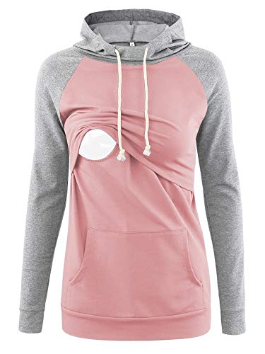 Love2Mi Damen Stillen Hoodie Umstandspullover Langarm Umstandsmode Jacke von Love2Mi