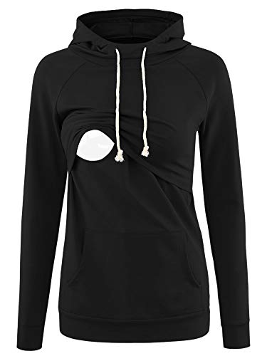 Love2Mi Damen Stillen Hoodie Umstandspullover Langarm Umstandsmode Jacke von Love2Mi