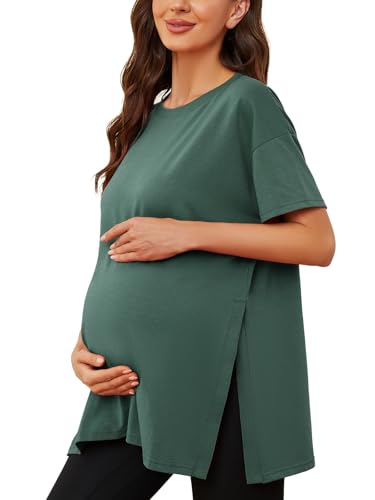 Love2Mi Damen Umstandstop Kurzarm Umstandsmode Umstandskleidung Tops Schwangerschaft Umstands T-Shirt von Love2Mi
