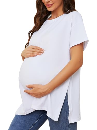 Love2Mi Damen Umstandstop Kurzarm Umstandsmode Umstandskleidung Tops Schwangerschaft Umstands T-Shirt von Love2Mi