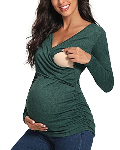 Love2Mi Stillshirt Kurzarm & Langarm Stillkleidung Umstandsshirt Schwangerschaft T-Shirt Nursing Umstandstop von Love2Mi