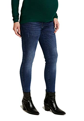 Love2Wait Schwangerschafts-Jeans Damen Umstandshose Sophia - Straight Leg normaler Bund Used Look (Dark Washed, 34W / 34L) von Love2Wait