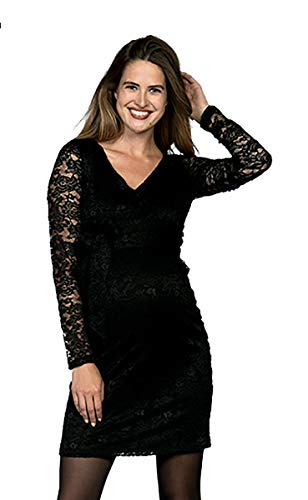 Love2Wait Umstandskleid Schwangerschaftskleid Damen Kleid Dress 171009 (S, schwarz (Black)) von Love2Wait