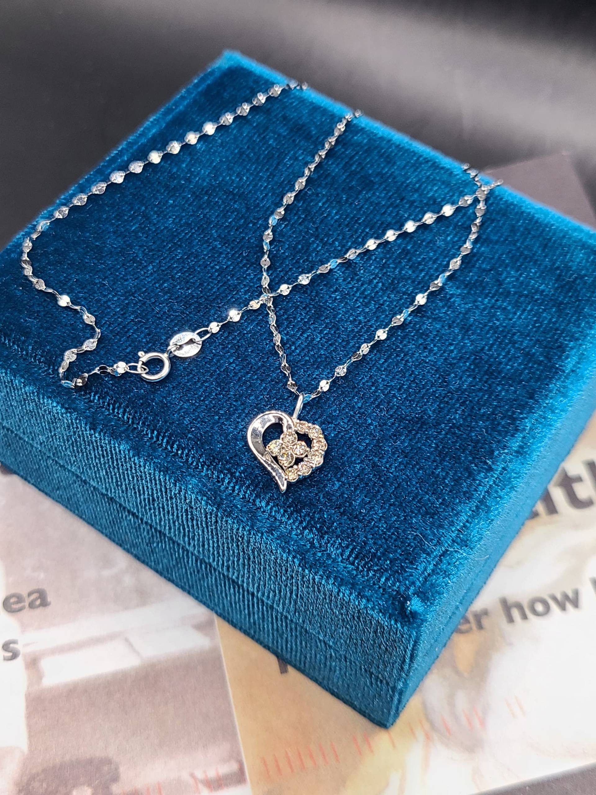 Natürliche Mined Diamant Halskette .250Ct 18K Gold Herz Klee Mädchen Geburtstag Geschenk Für Sie von Love4DiamondGold