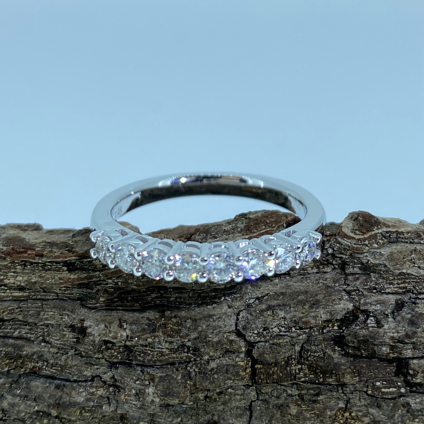0, 46 Karat Natürlicher Diamant Si1 G-H 14K Weißgold Ehering/Pave Style Stapelbarer Halb Eternity Versprochener Ring | B63 von Love4UJewelry