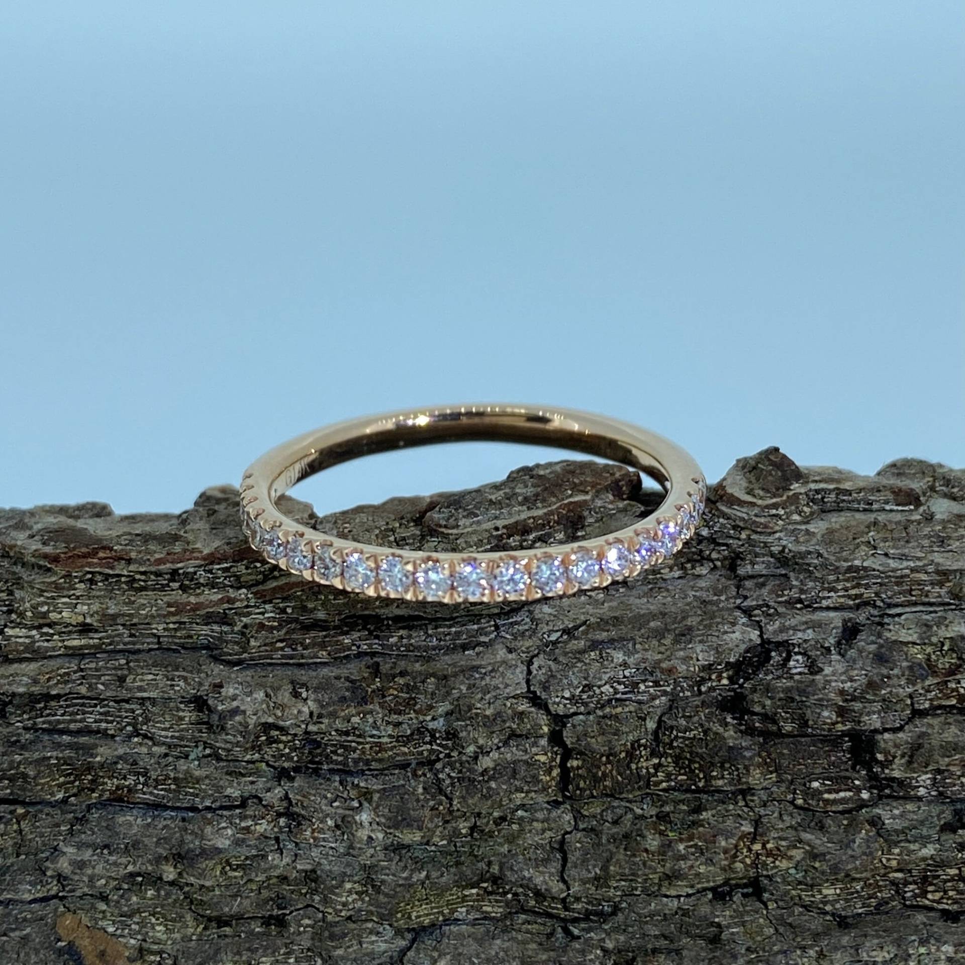 0.27 Karat Labor Gewachsener Diamant 14K Rose Gold Ehering/Pave Style Versprechensring Halbe Eternity Ring | B72 von Love4UJewelry