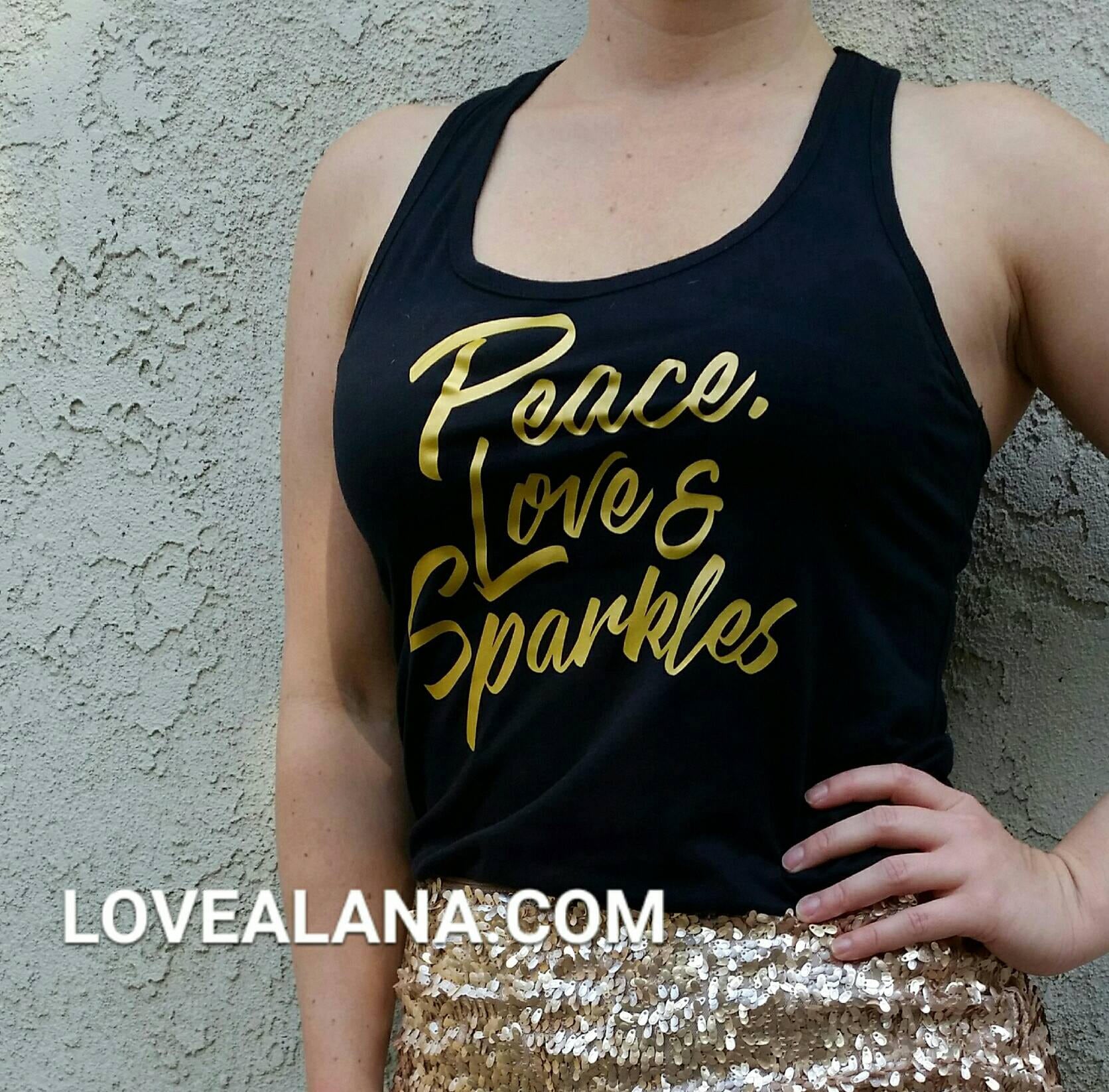 Must Go - Frieden, Liebe & Funkeln Gold Stretch Tank Top, Racerback Ein Original Von Love, Alana von LoveAlanaSparkle