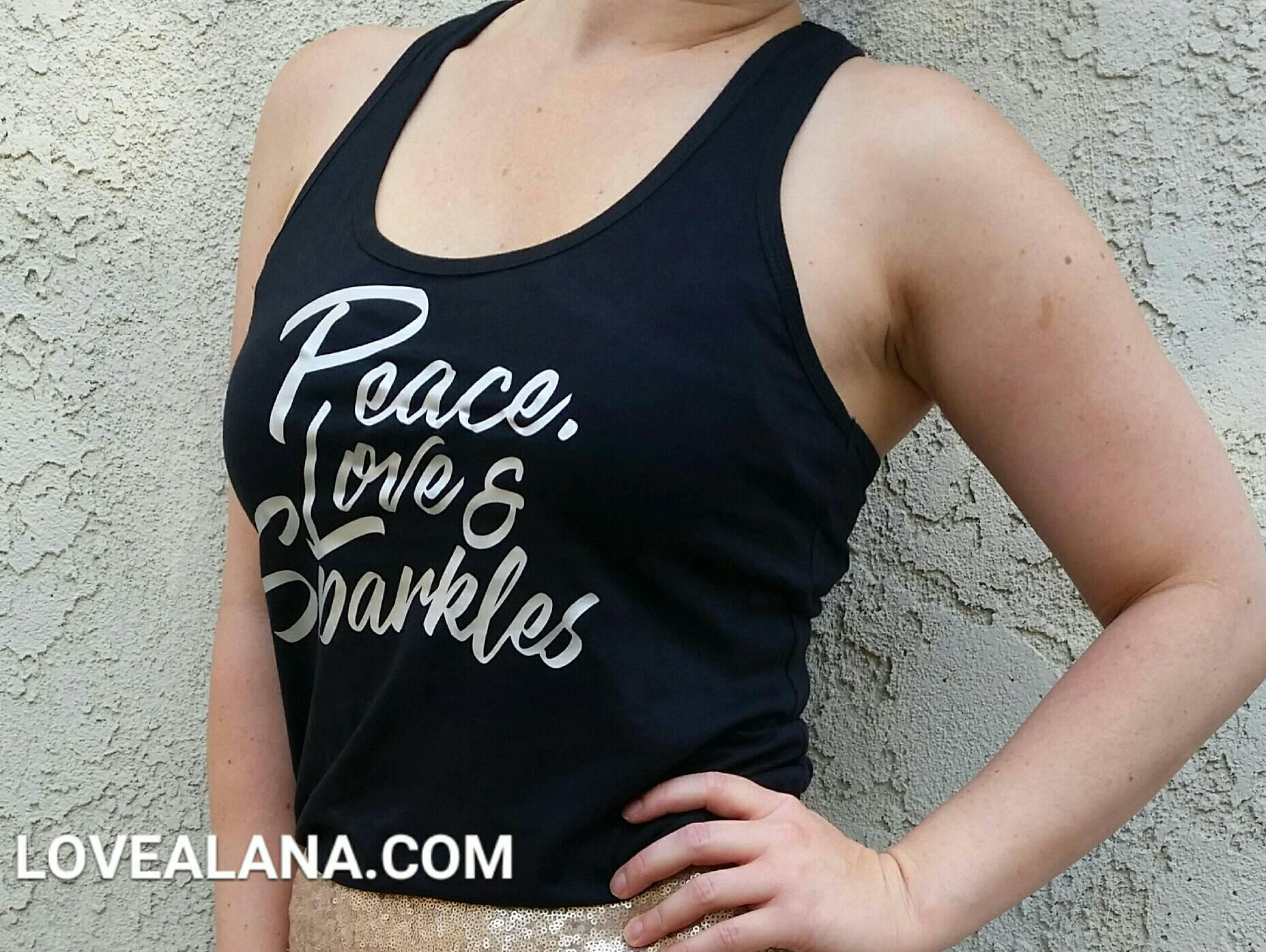 Must Go - Frieden, Liebe & Funkeln Silber Stretchy Schwarzes Tank Top, Racerback A Love, Alana Original von LoveAlanaSparkle