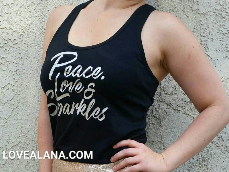 Must Go - Frieden, Liebe & Funkeln Silber Stretchy Schwarzes Tank Top, Racerback A Love, Alana Original von LoveAlanaSparkle
