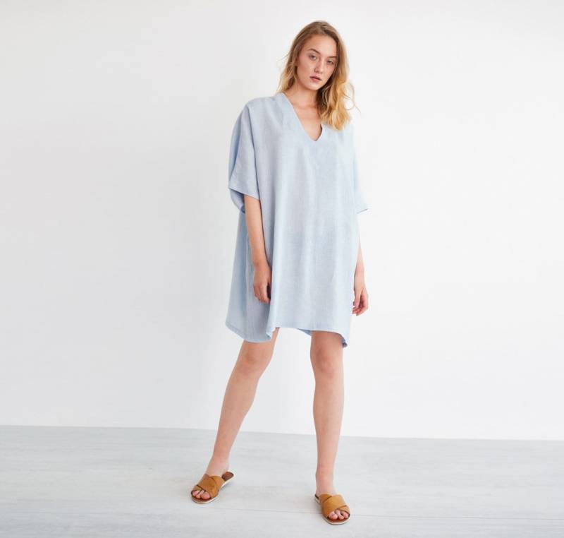 Leinen Tunika Kleid, Oversized Kaftan V-Ausschnitt | April von LoveAndConfuse