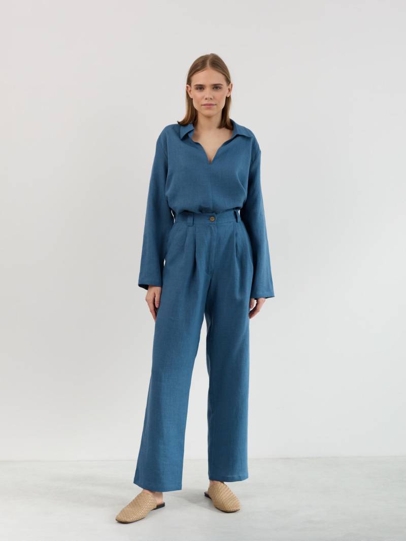 Hohe Taille Bundfaltenhose, Tailliertes Gerades Bein, Arbeitskleidung | James von LoveAndConfuse