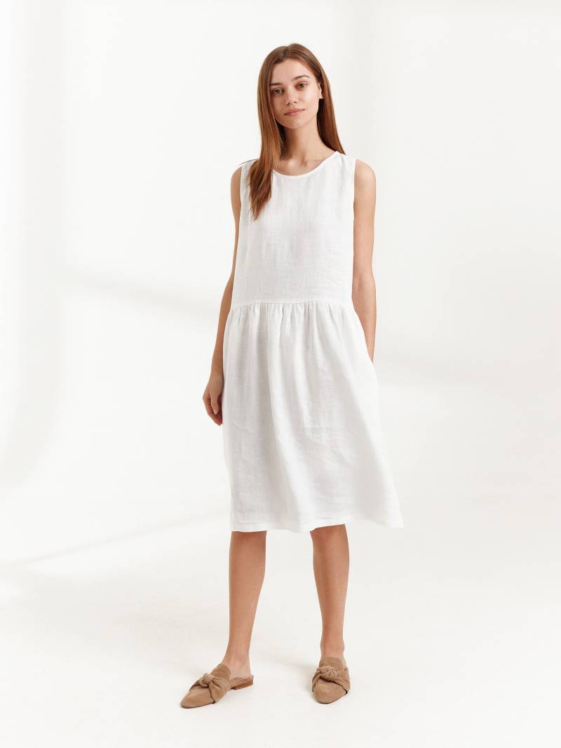 Weißes Leinenkleid Elsa, Ärmelloses Sommerkleid, Handgemachte Kleidung Für Frauen von LoveAndConfuse