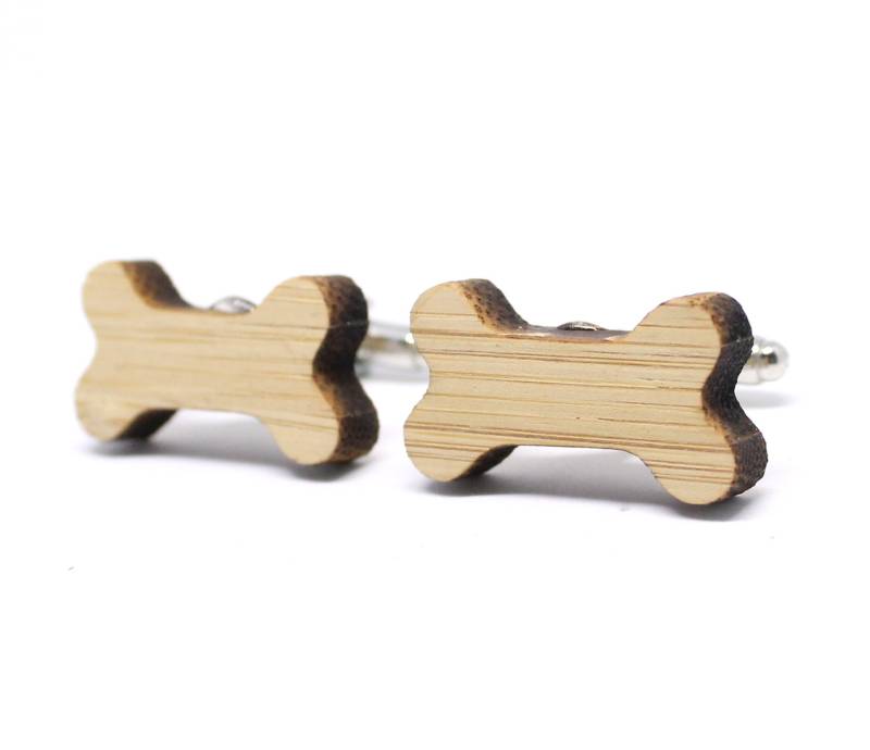 Manschettenknöpfe Hund Doglover Knochen Holz Männerschmuck von LoveAndCraftsShop