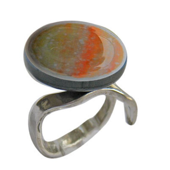 Fusing Glass Haustier Feuerbestattung Schmuck ~ Vintage Memorial Ring Orange/Gold Fusing Glass Haustier Feuerbestattung Schmuck ~ Vintage Memorial Ring Orange/Gold von LoveAshesMemorials