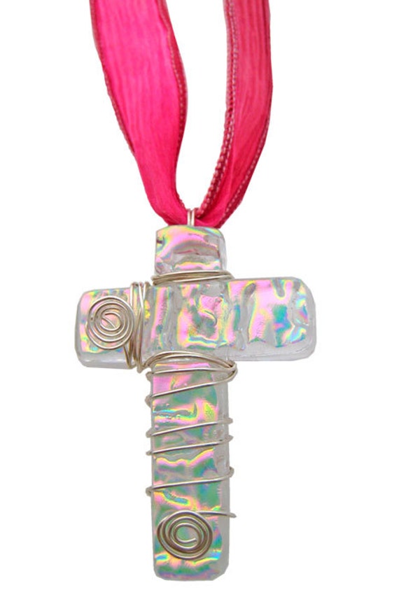 Fusing Glass Pet Einäscherungskreuz ~ Pink Fusing Glass Pet Einäscherungskreuz ~ Pink von LoveAshesMemorials