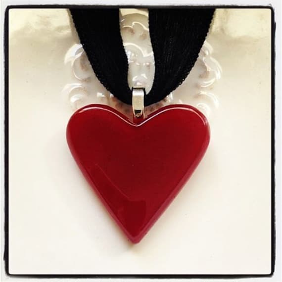 Fusing Glass Pet Schmuck ~ Rotes Herz Anhänger Fusing Glass Pet Schmuck ~ Rotes Herz Anhänger von LoveAshesMemorials