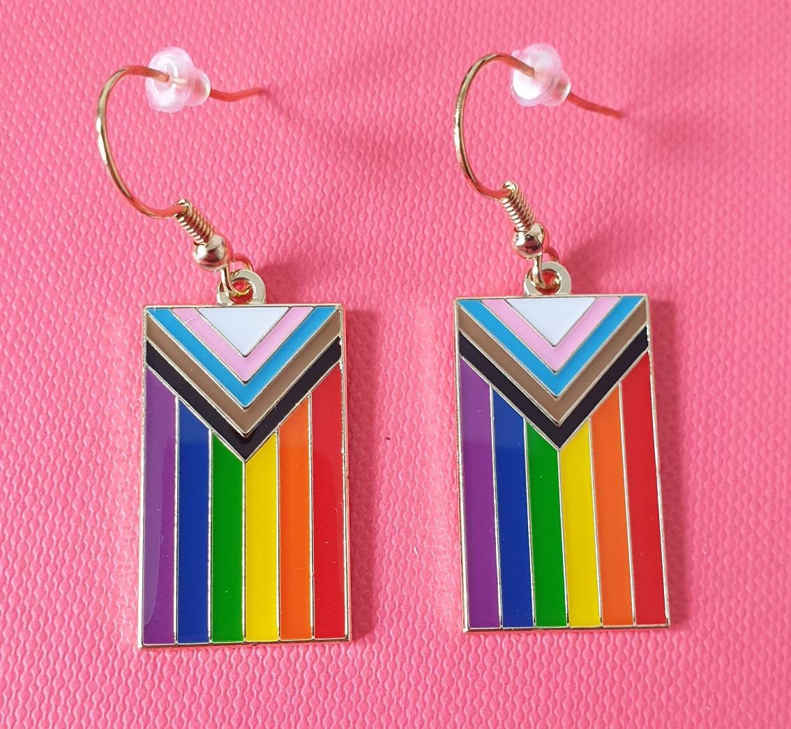 Lgbtq+ Pride Flagge Ohrringe Anhänger Gay Fortschritt Regenbogen Inklusive Schmuck von LoveBrighton