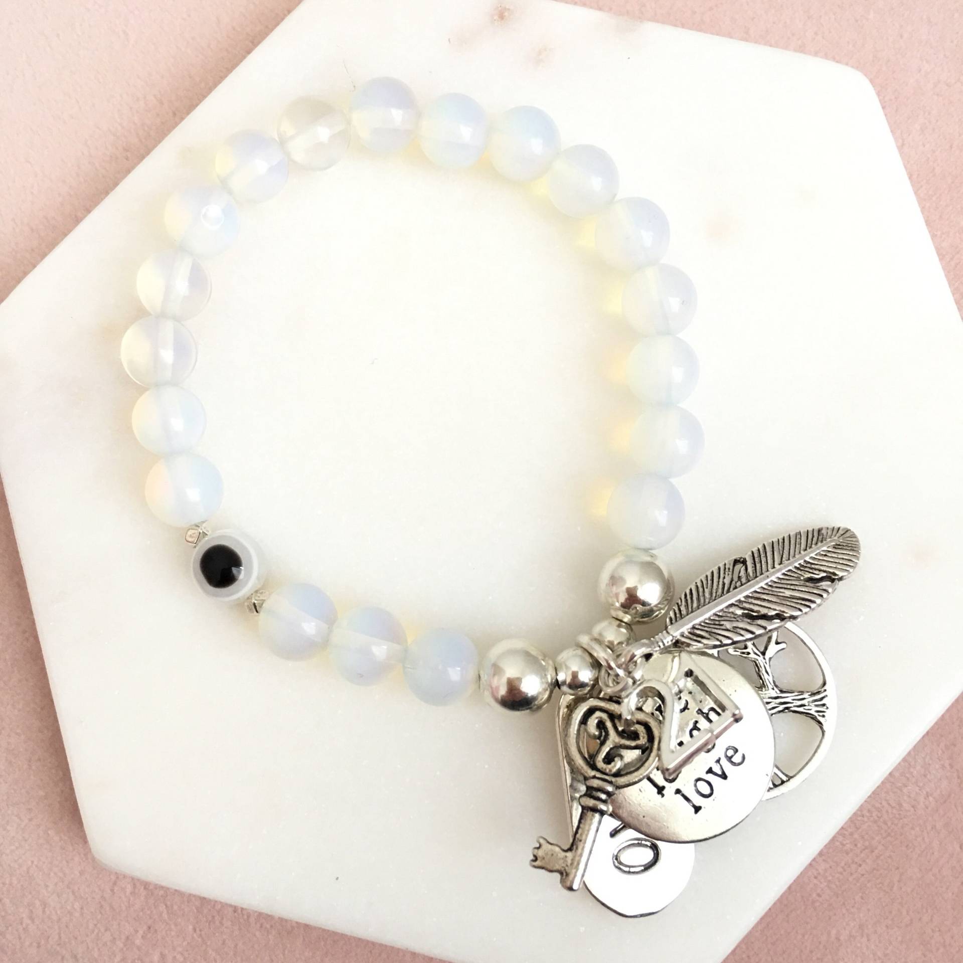 21. Geburtstags-Geschenk-Armband Mit Evil Eye Baum Des Lebens Engel Feder Xoxo Live Laugh Love Charms von LoveCandanxoxo
