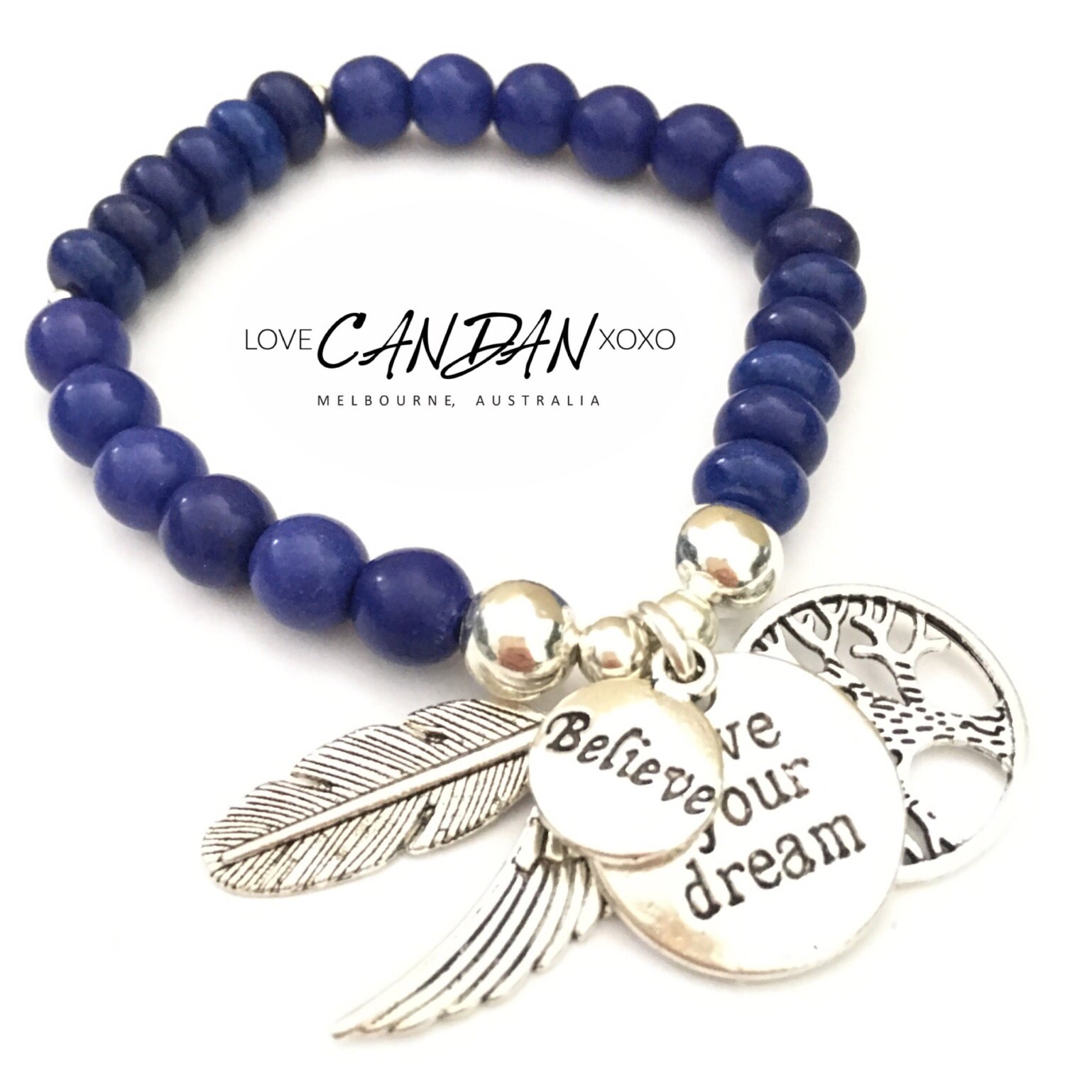 Believe Live Your Dream Baum Des Lebens Engel Flügel Und Feder Charm Armband von LoveCandanxoxo