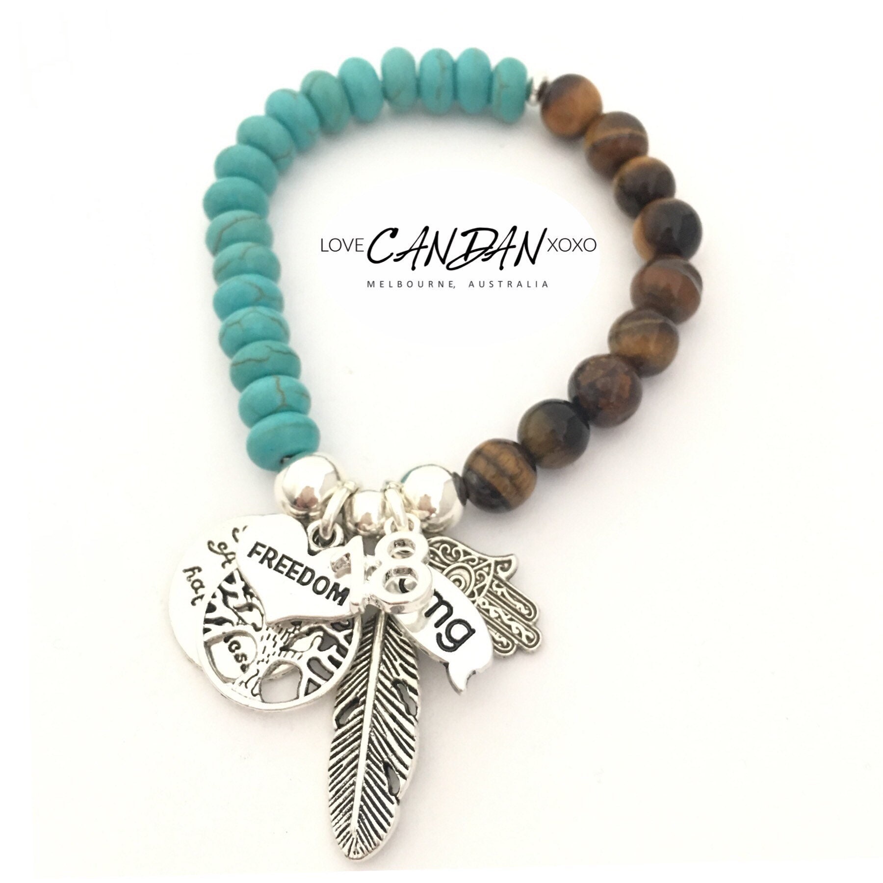 Freundschaft Charm Perlen Andenken Armband Türkis Freiheit Omg Baum Des Lebens Hamsa Hand von LoveCandanxoxo