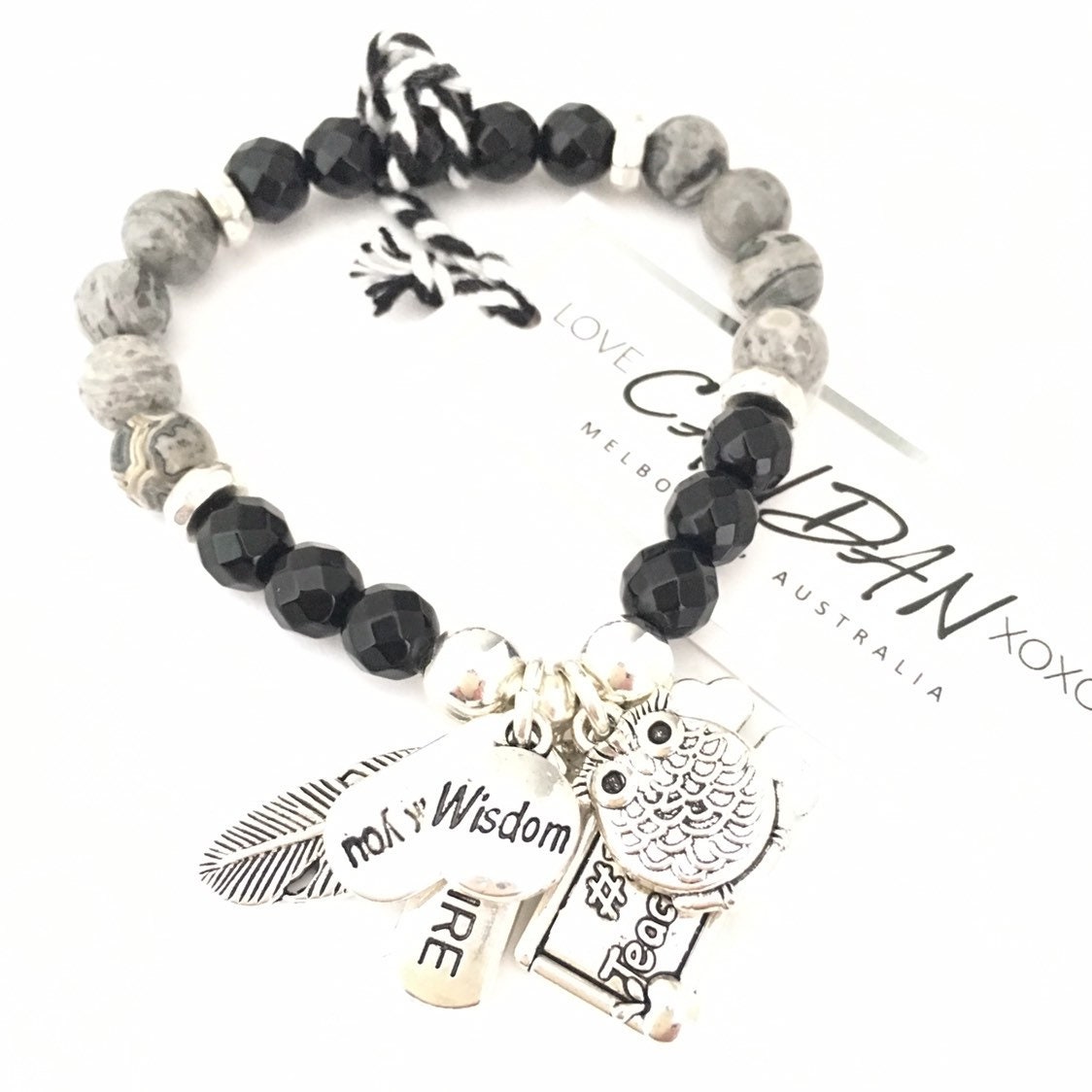 Lehrer Danke Freundschaft Charm Armband Eule Weisheit Inspirieren Kleeblatt Edelsteine von LoveCandanxoxo
