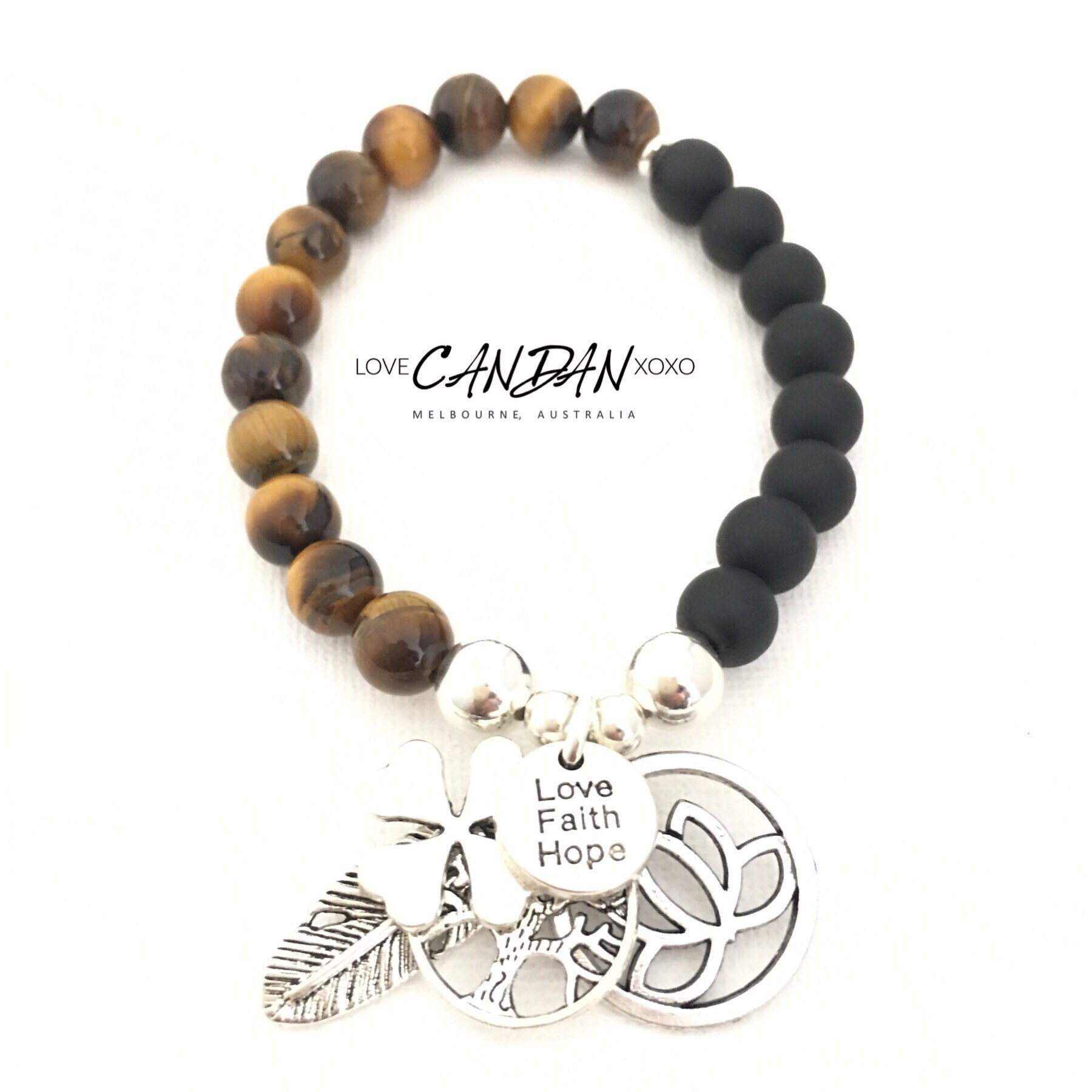 Liebe Hoffnung Glaube Lotus Glück Klee Baum Des Lebens Engel Feder Charme Perlen Freundschaft Andenken Armband von LoveCandanxoxo